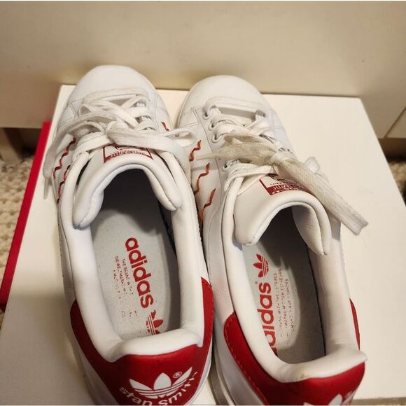 Adidas Stan Smith "Red Squiggly" White/Red Leather Sneakers Mens Sz.7.5 Ret.$150 - Picture 10 of 12